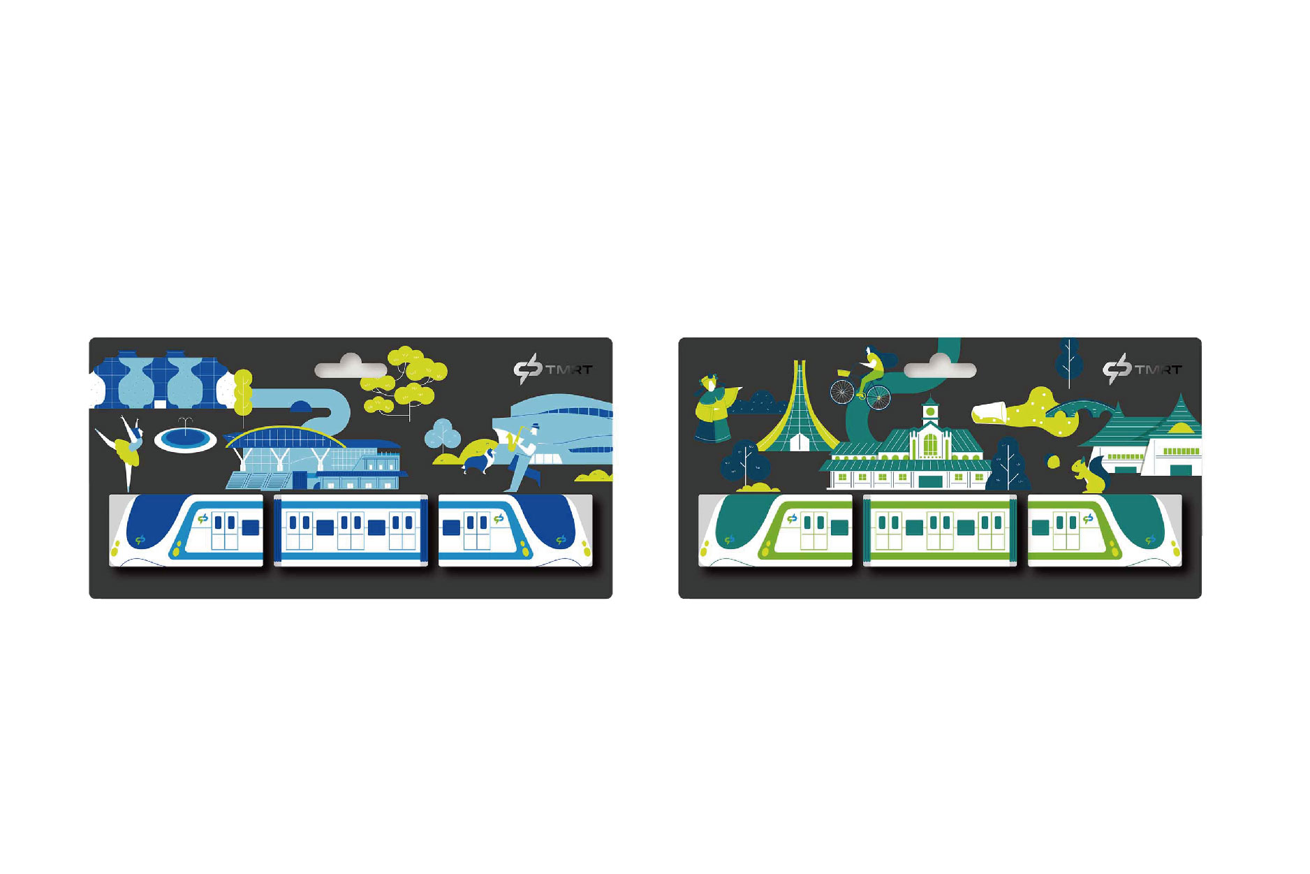 列車磁鐵組3入(綠款、藍款)(共4張)